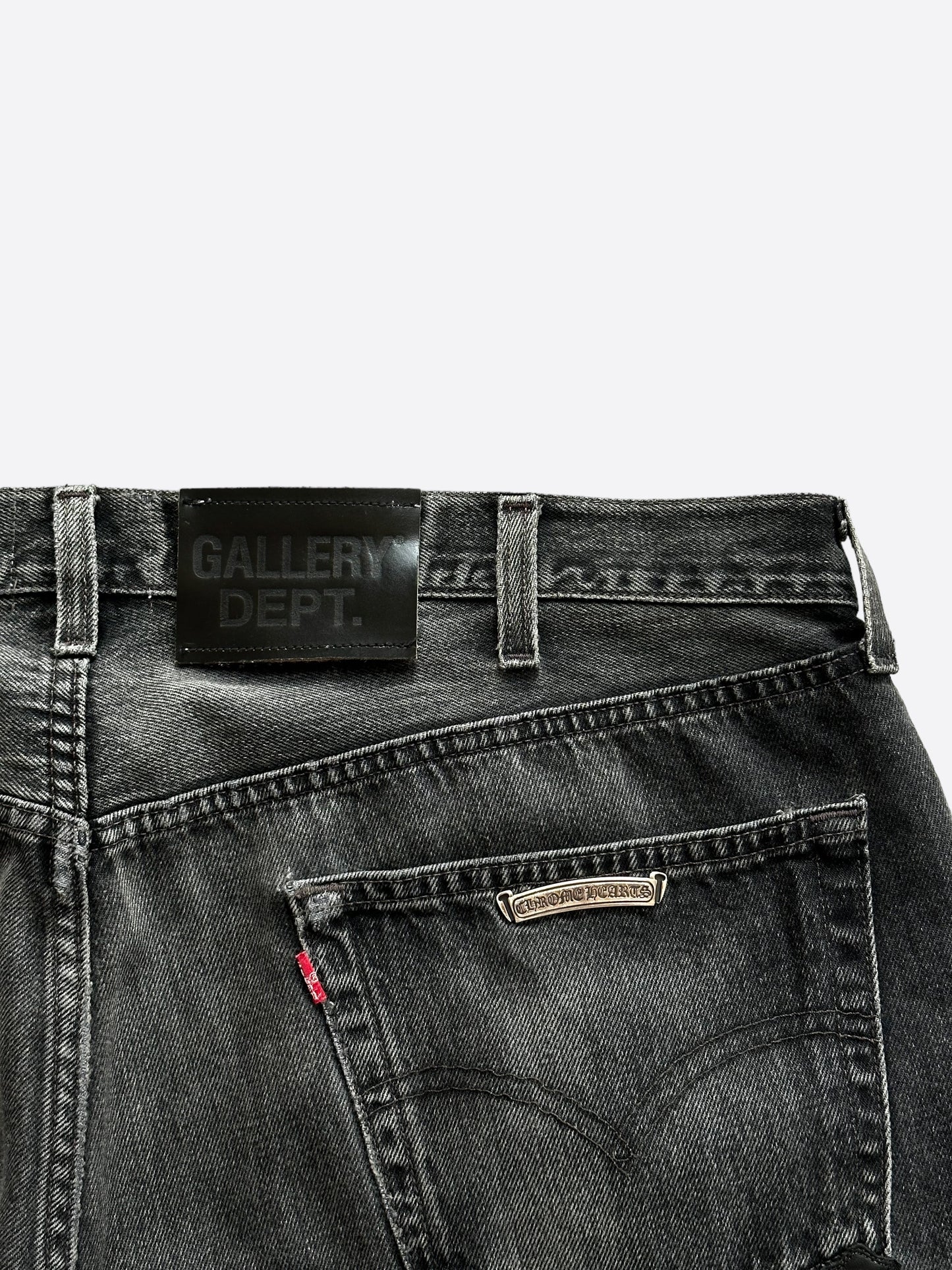 Chrome Hearts Gallery Dept Levis Grey & Black Cross Patch Jeans