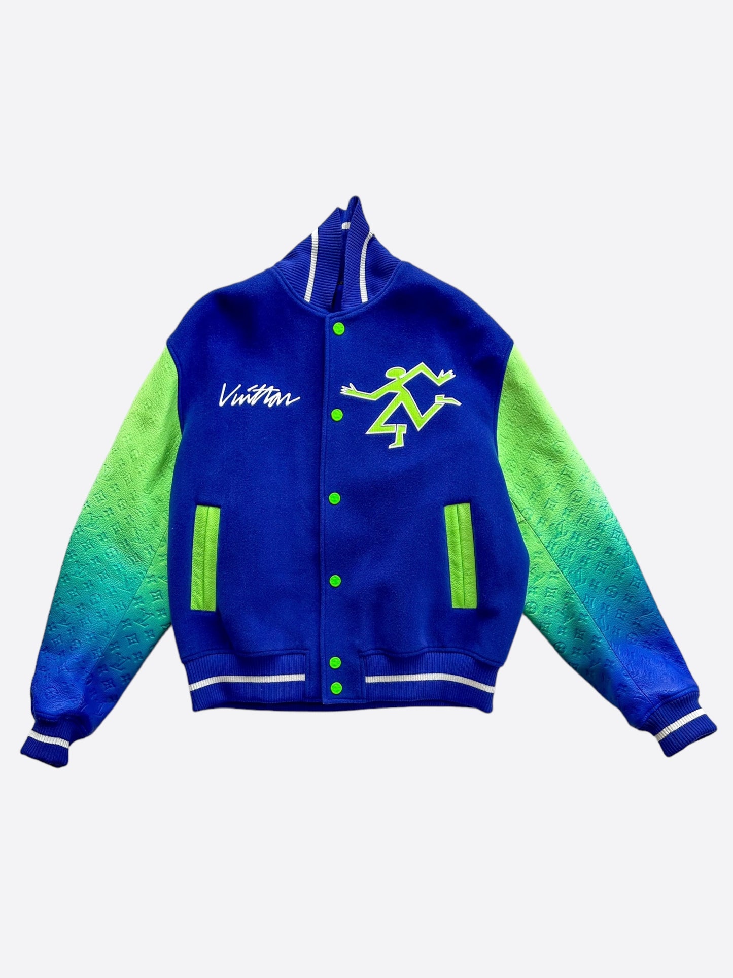 Louis Vuitton Blue & Green Gradient Monogram Varsity Jacket