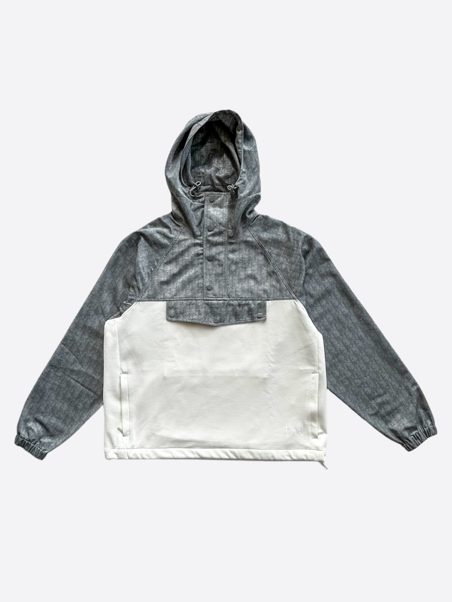 Dior White & Grey Oblique Hooded Anorak