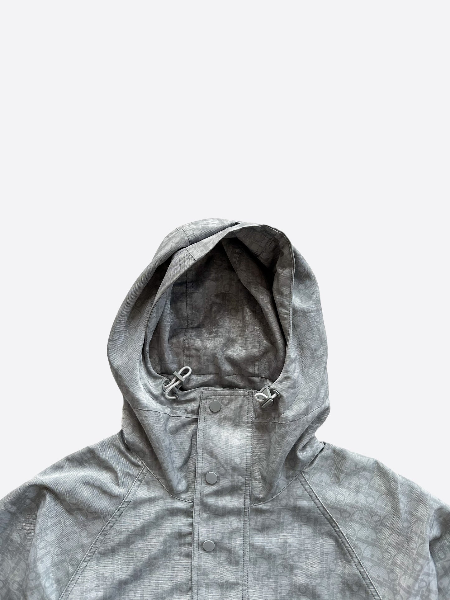 Dior White & Grey Oblique Hooded Anorak