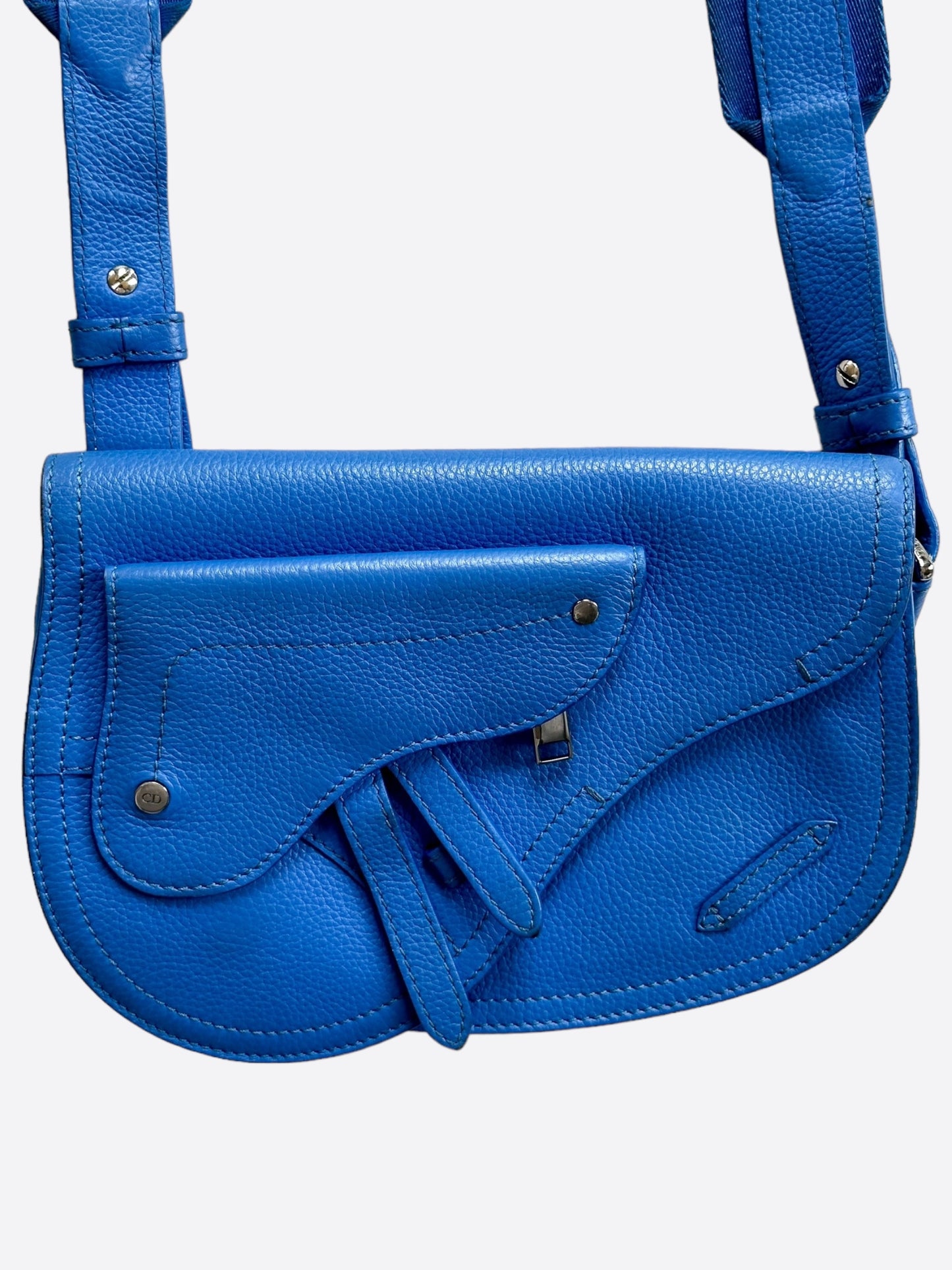 Dior Blue Calfskin Saddle Bag