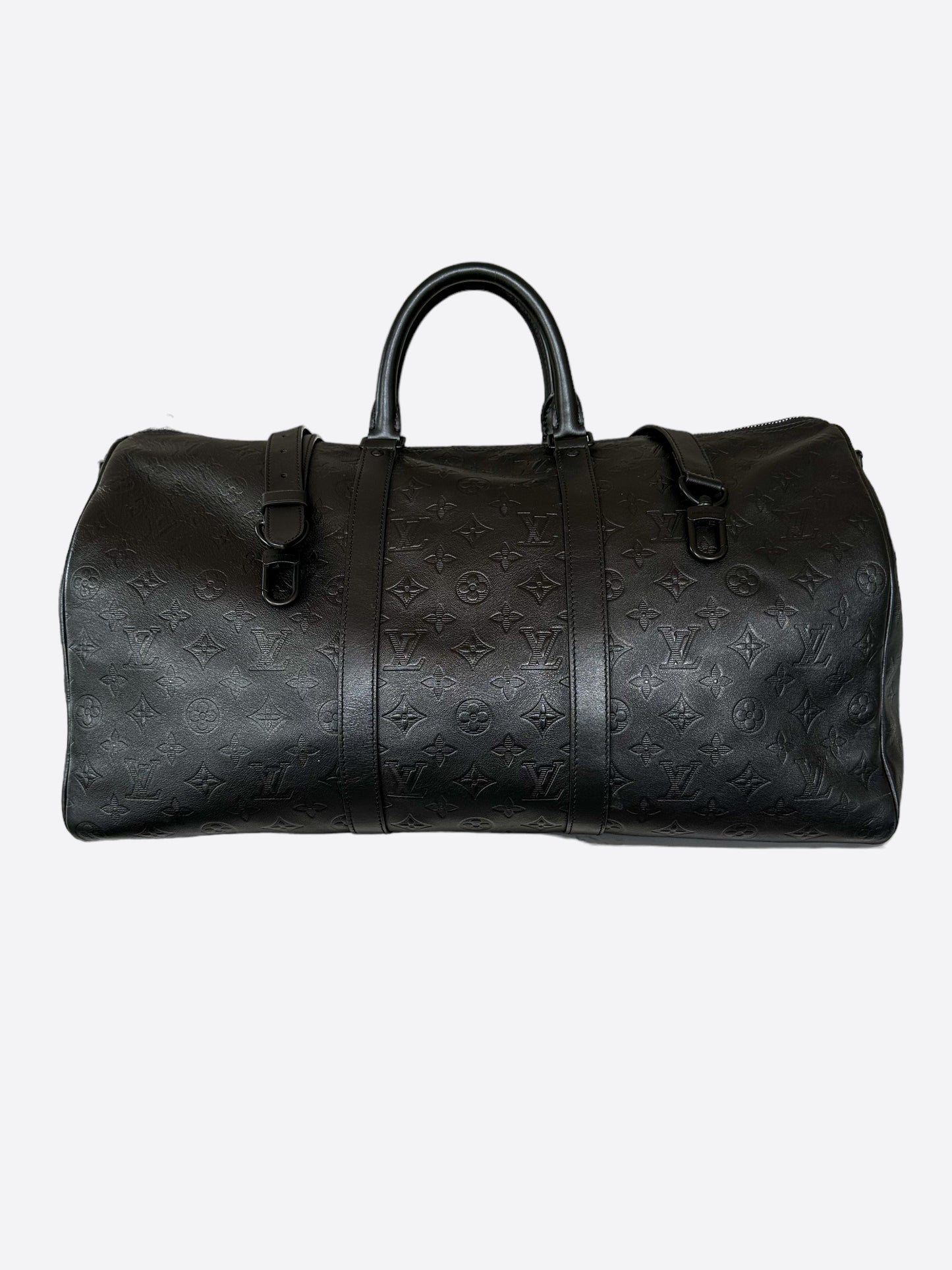 Louis Vuitton Black Shadow Monogram Keepall 50