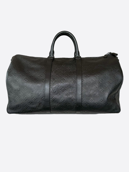 Louis Vuitton Black Shadow Monogram Keepall 50