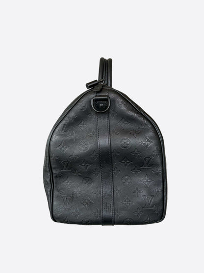 Louis Vuitton Black Shadow Monogram Keepall 50