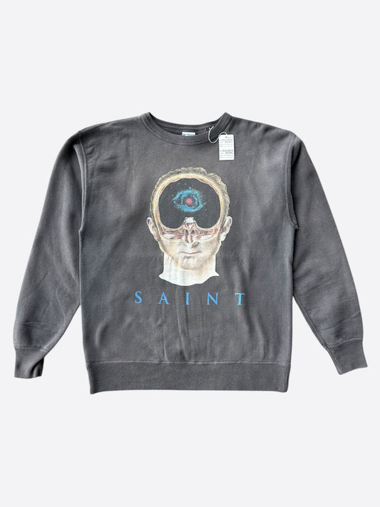 Saint Michael Washed Black Face Sweatshirt