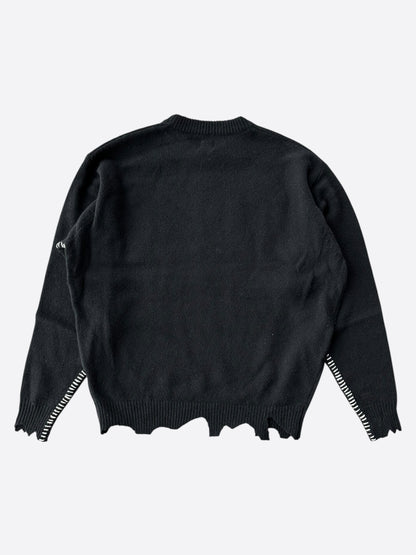 Saint Michael Black & White CLF Embroidered Wool Sweater