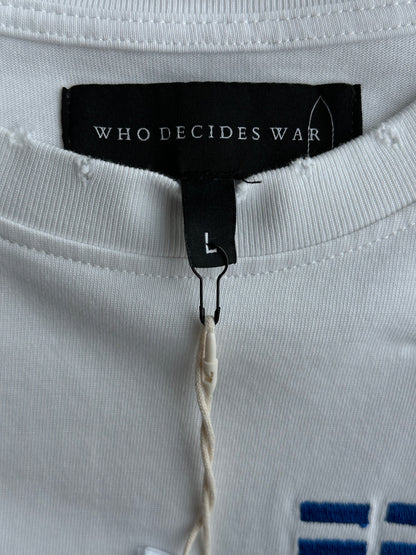 Who Decides War White & Blue Link Logo T-Shirt