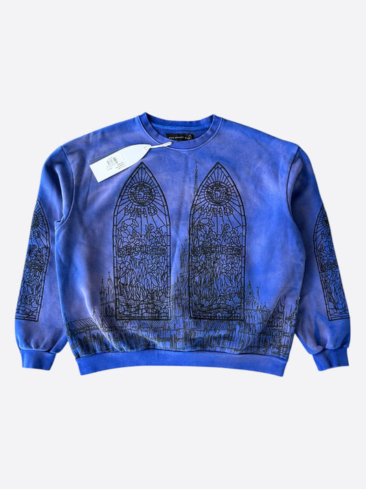 Who Decides War Blue & Black Embroidered Cathedral Sweater