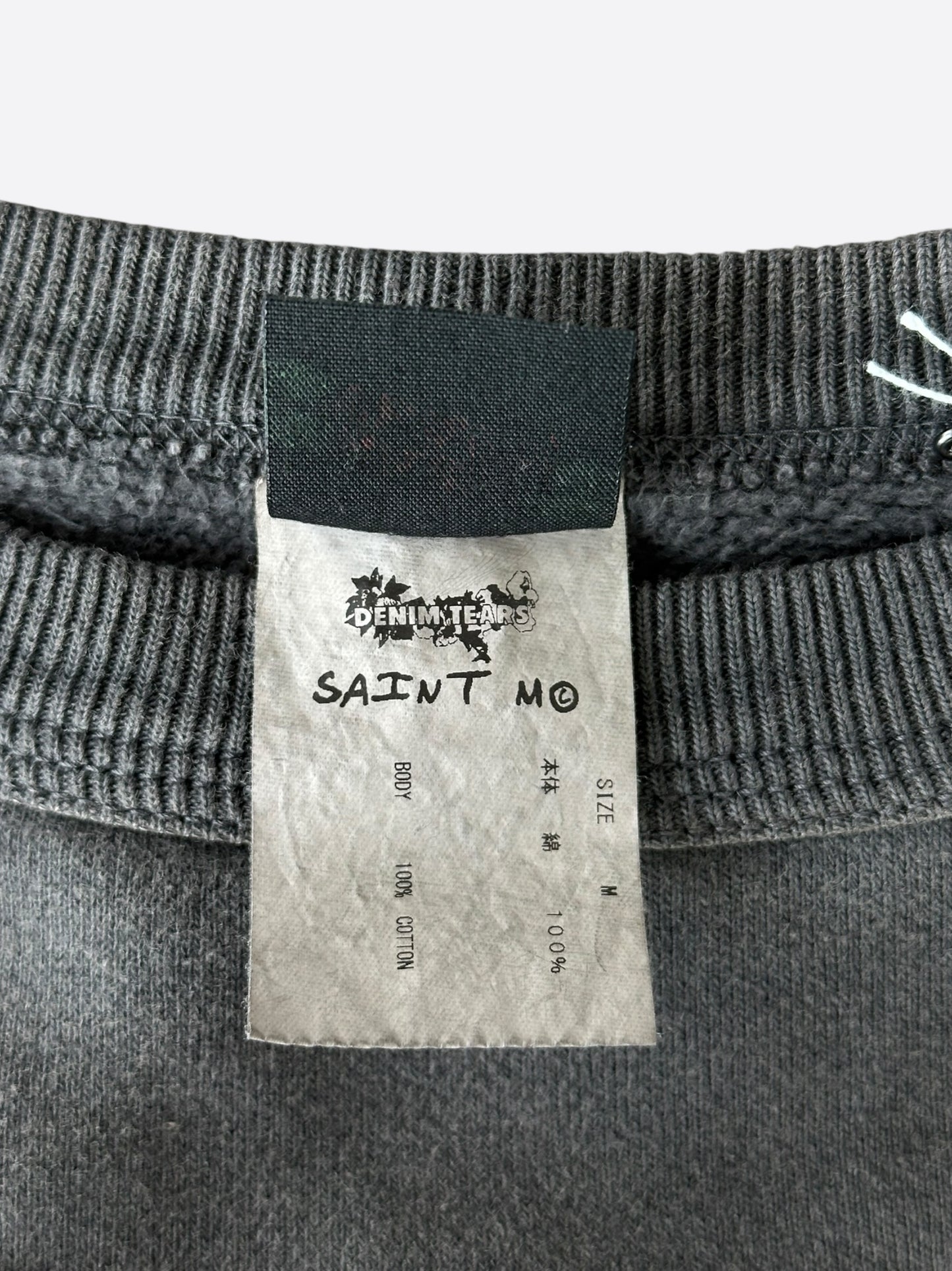 Saint Michael Denim Tears Washed Black S Logo Sweater
