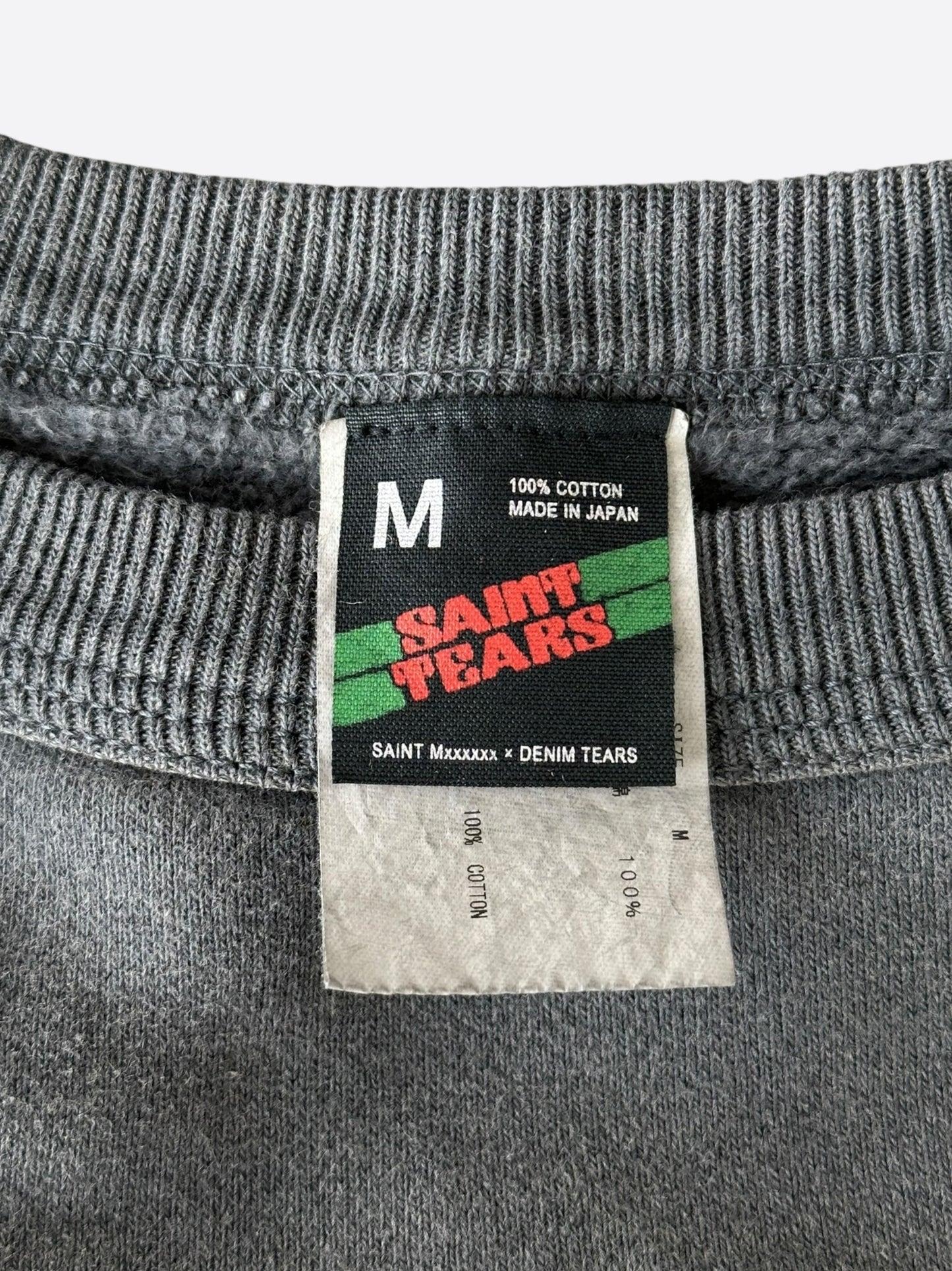 Saint Michael Denim Tears Washed Black S Logo Sweater