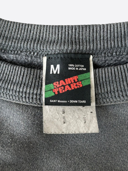 Saint Michael Denim Tears Washed Black S Logo Sweater