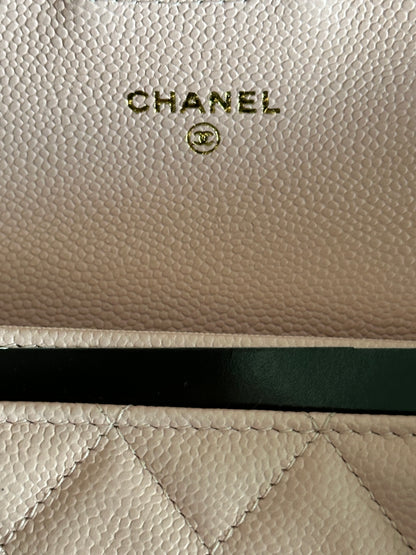 Chanel Pink Caviar Quilted Flap Wallet