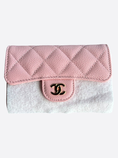 Chanel Pink Caviar Quilted Flap Wallet