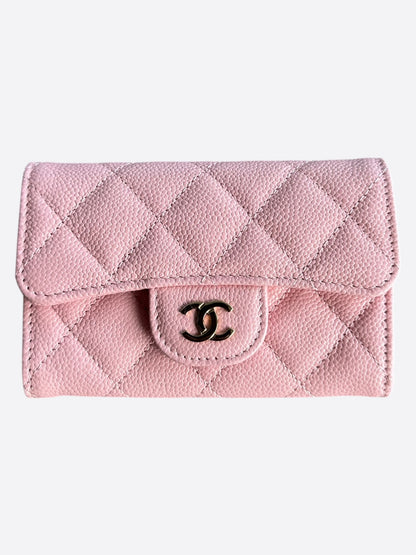 Chanel Pink Caviar Quilted Flap Wallet