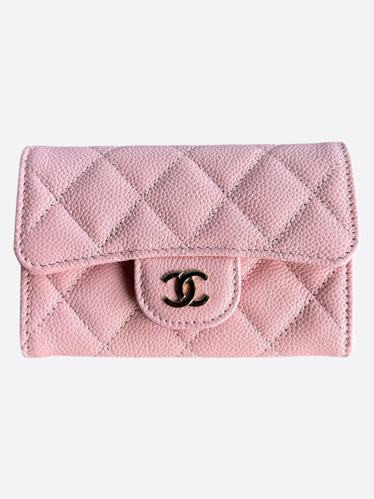 Chanel Pink Caviar Quilted Flap Wallet