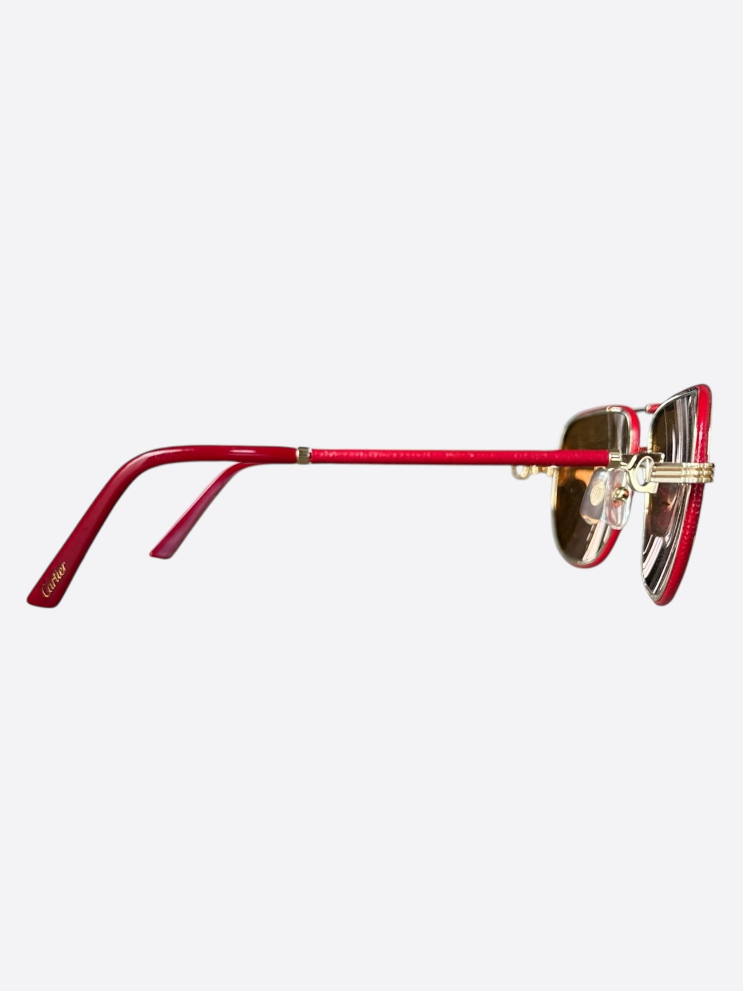 Cartier Red & Gold Aviator Sunglasses