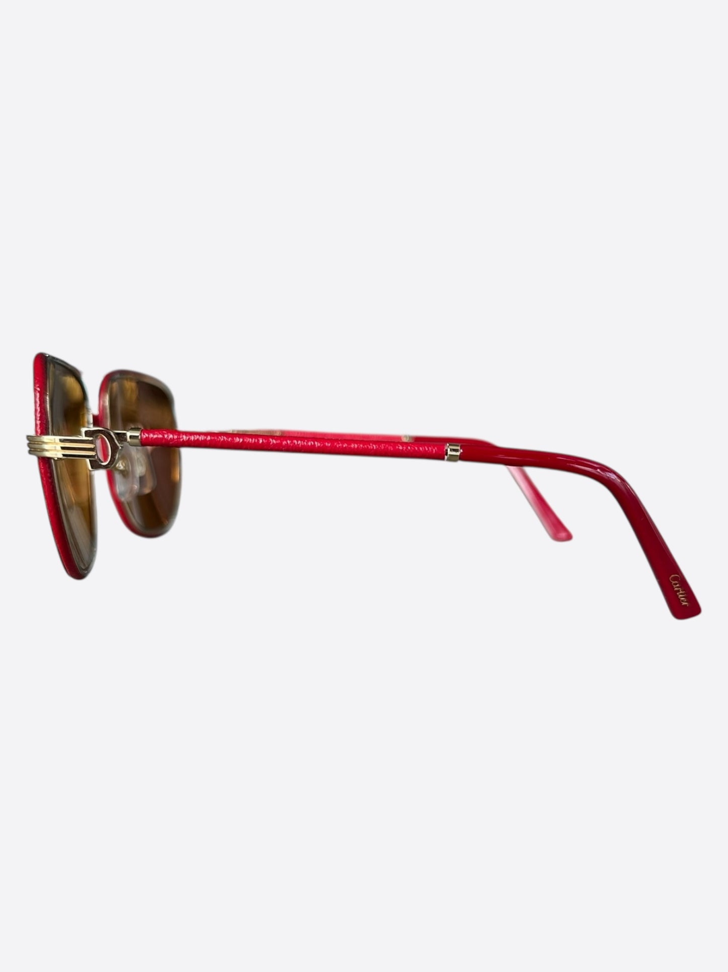 Cartier Red & Gold Aviator Sunglasses