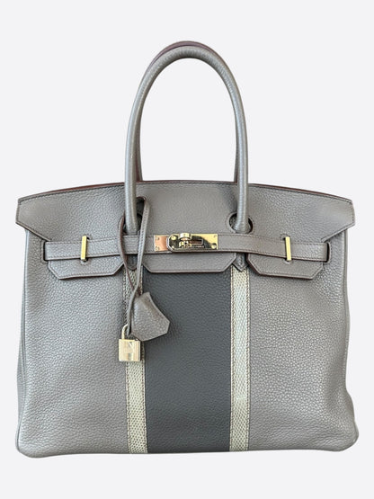 Hermes Etain Tri-Color Togo & Lizard Birkin 35