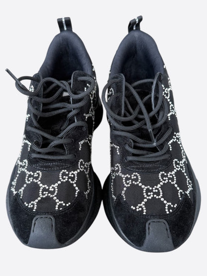 Gucci Black & Crystal GG Monogran Run Sneakers