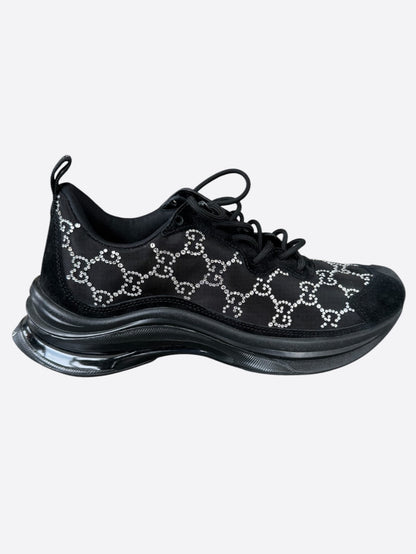 Gucci Black & Crystal GG Monogran Run Sneakers