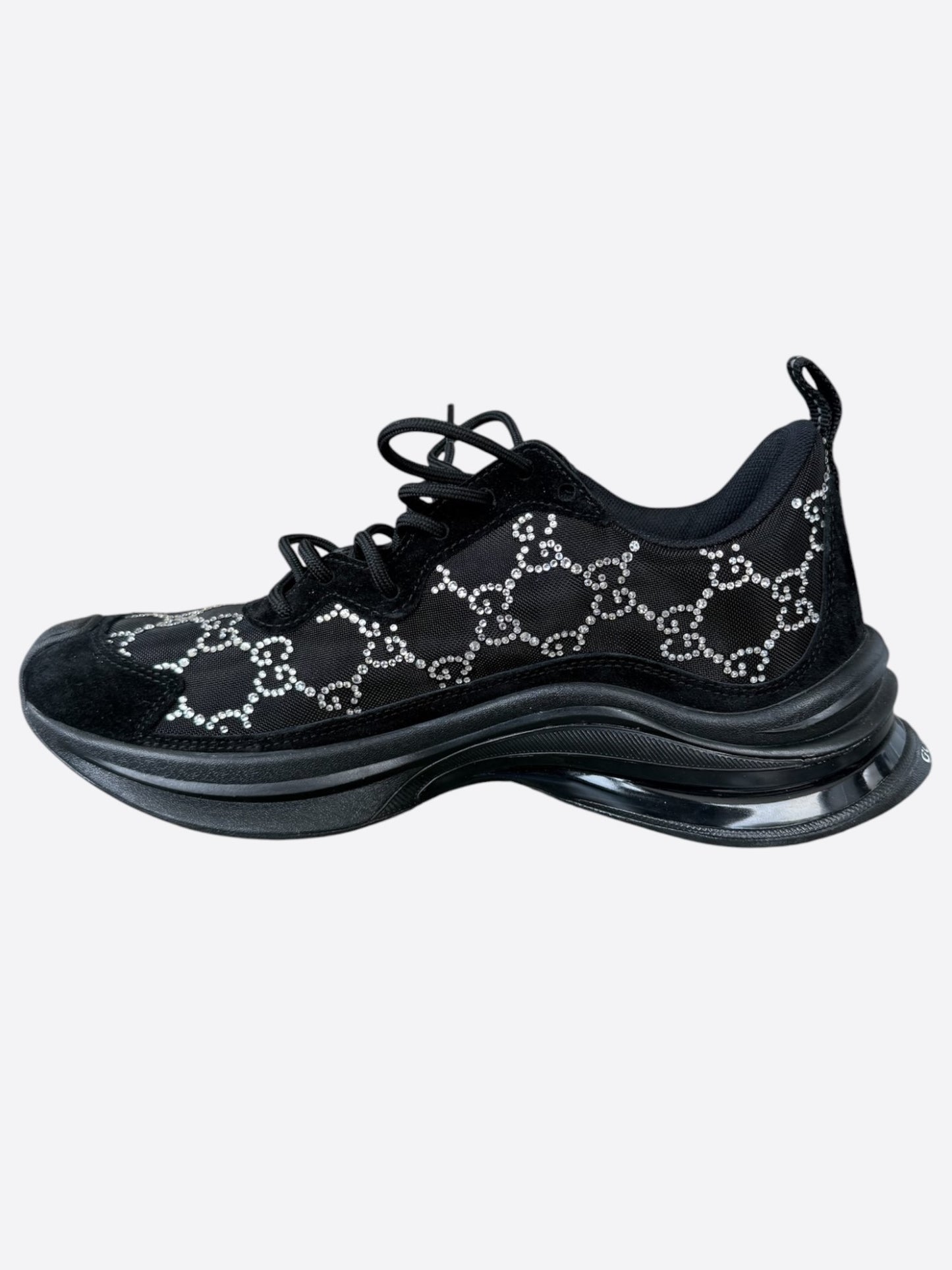 Gucci Black & Crystal GG Monogran Run Sneakers
