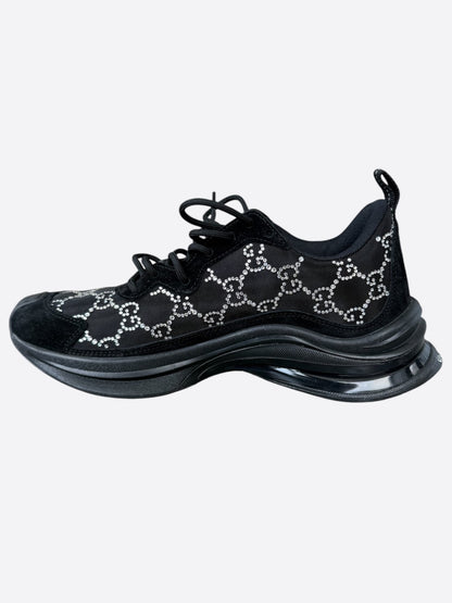 Gucci Black & Crystal GG Monogran Run Sneakers