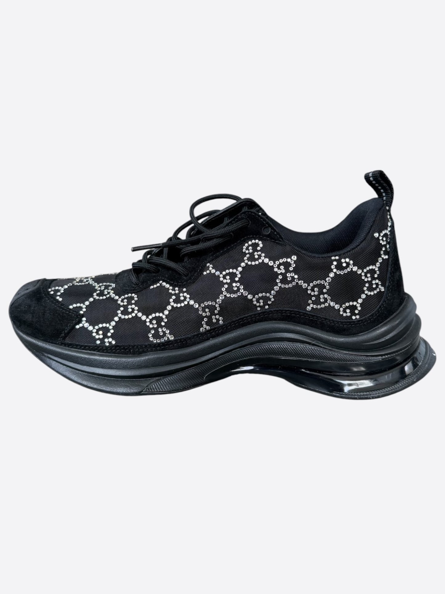 Gucci Black & Crystal GG Monogran Run Sneakers