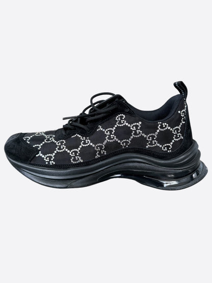 Gucci Black & Crystal GG Monogran Run Sneakers