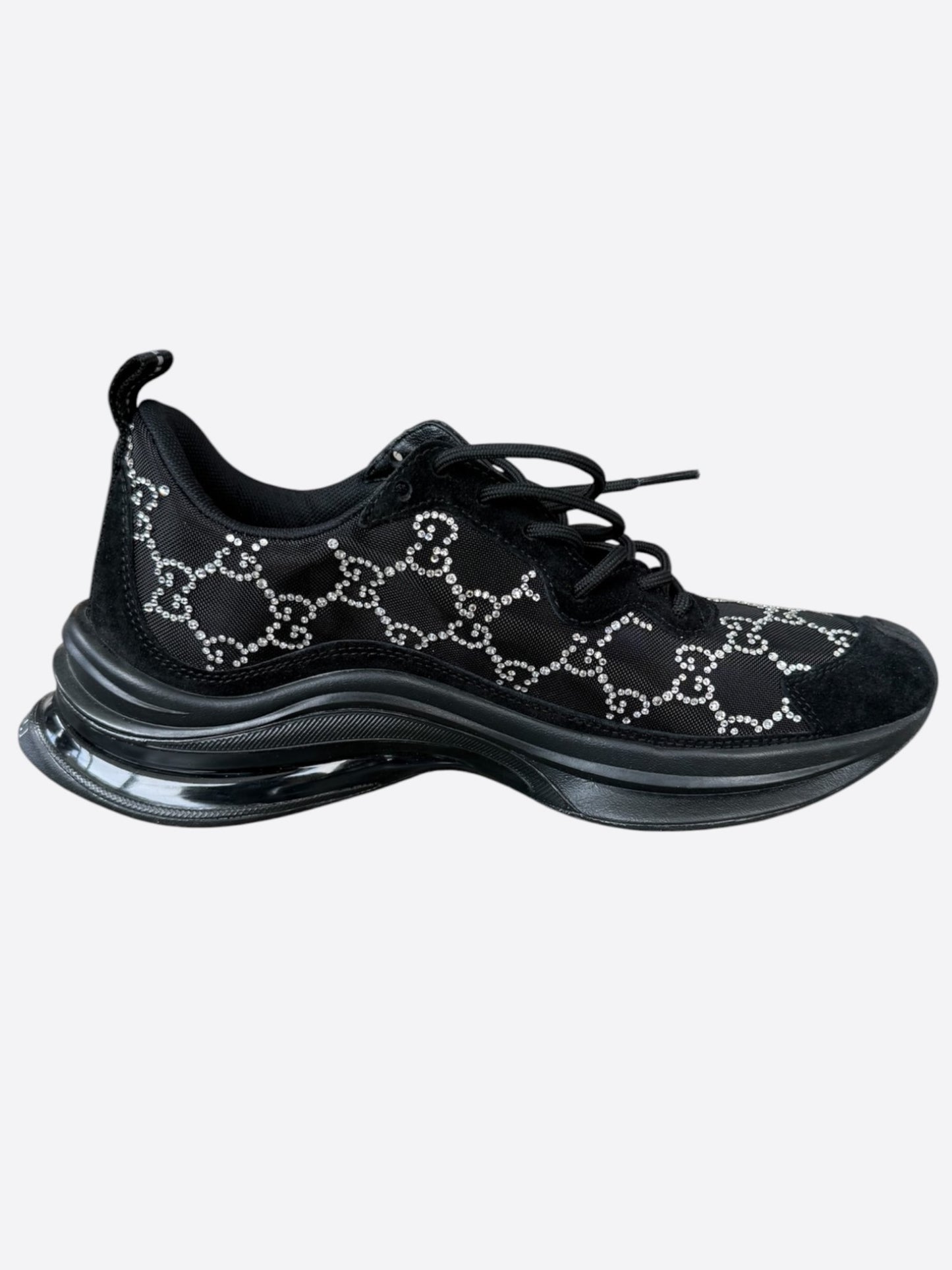 Gucci Black & Crystal GG Monogran Run Sneakers