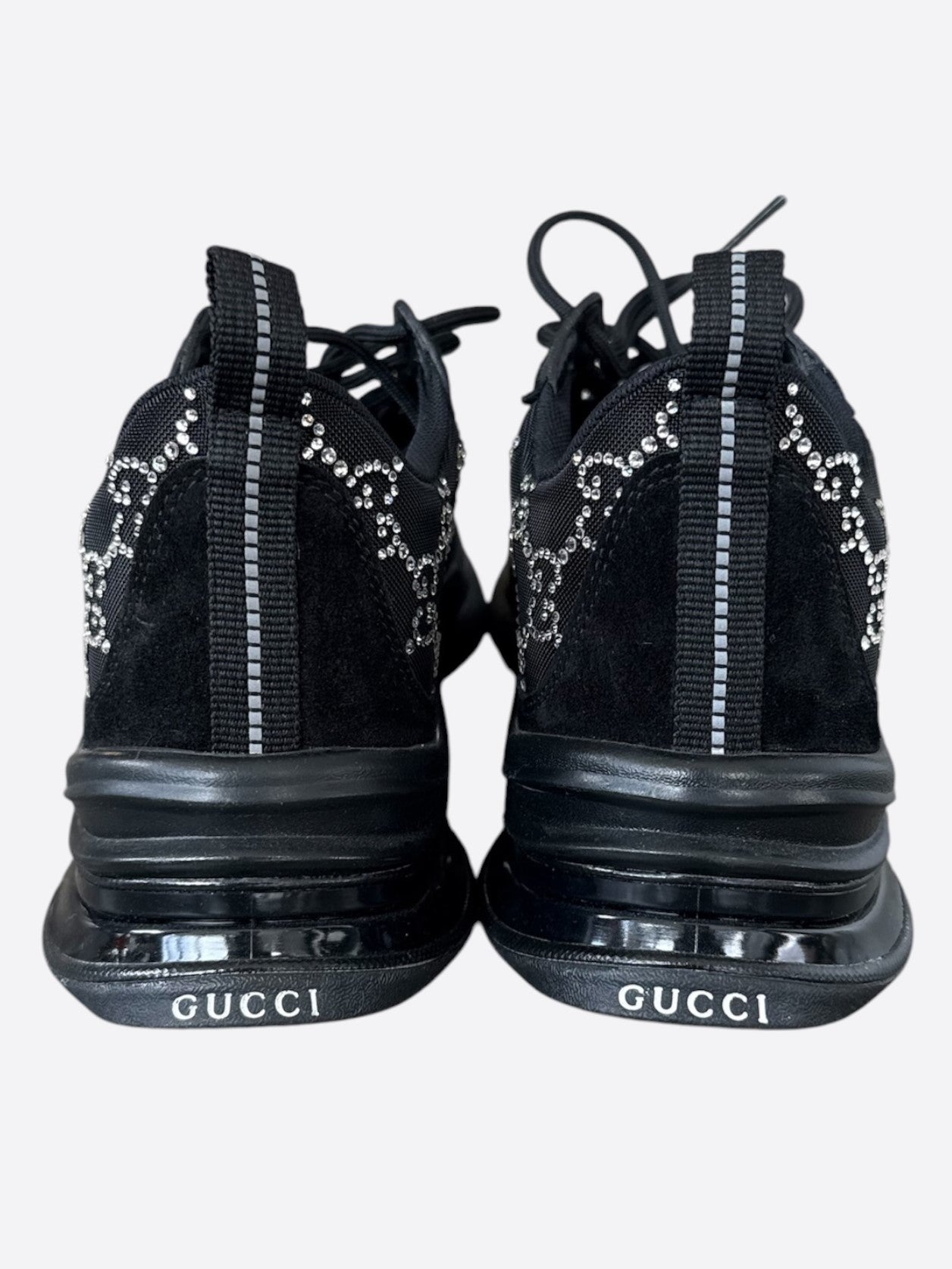Gucci Black & Crystal GG Monogran Run Sneakers