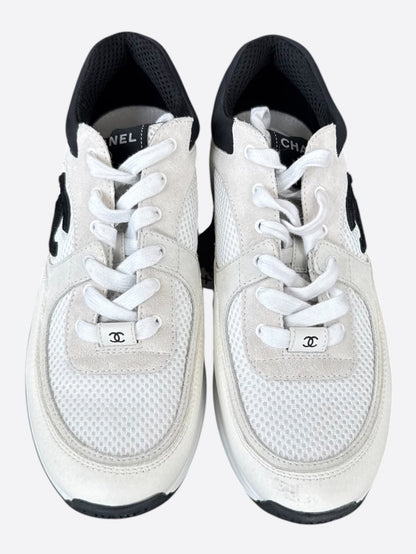 Chanel Beige & Black CC Logo Sneakers