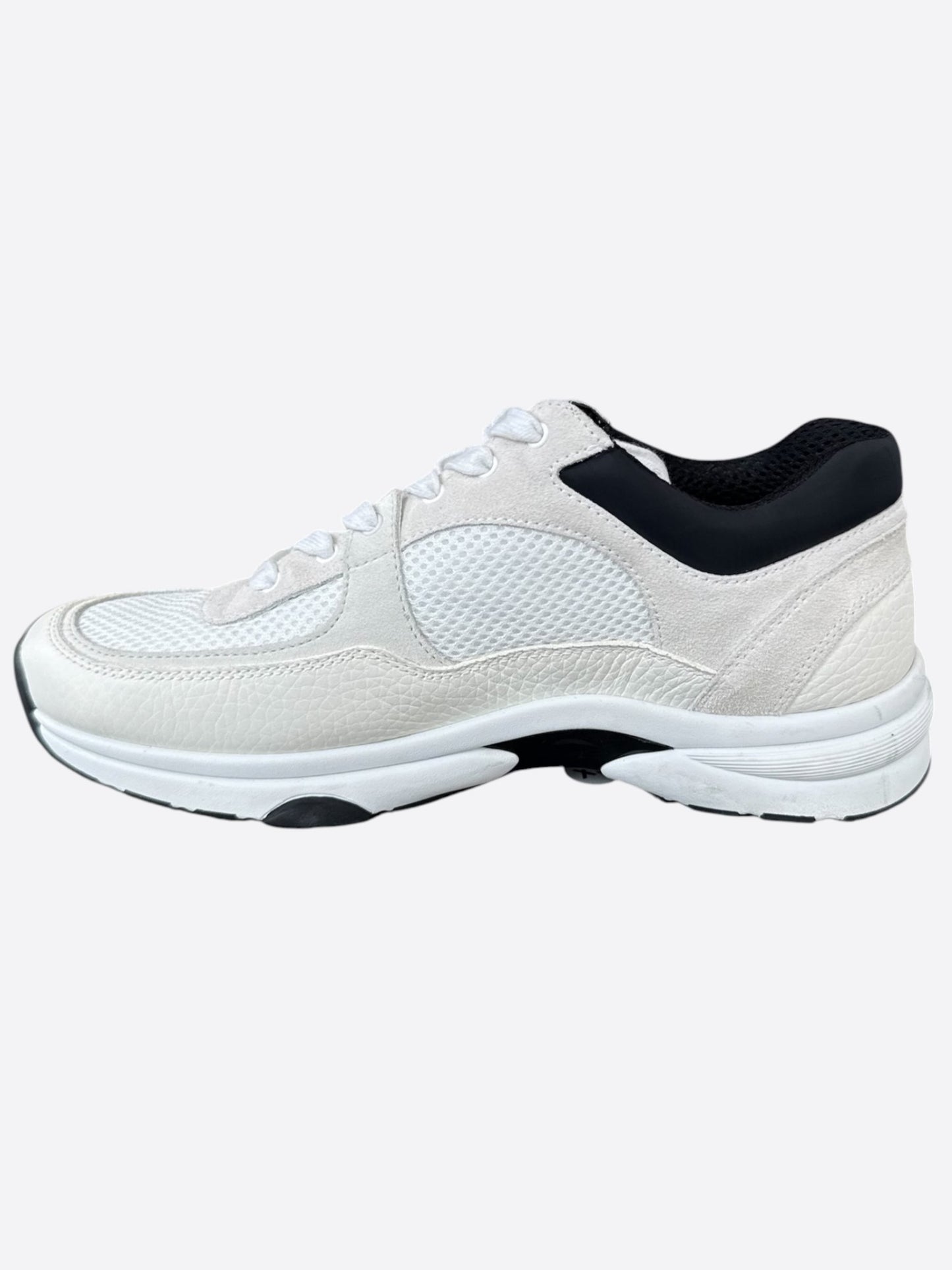 Chanel Beige & Black CC Logo Sneakers