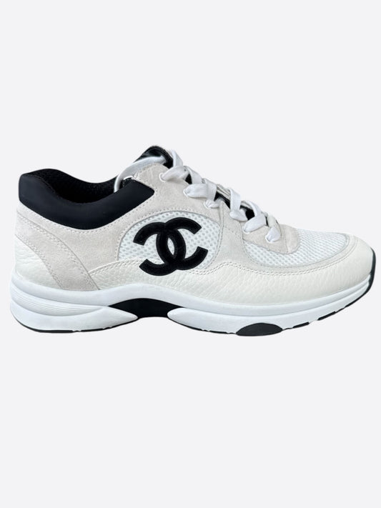 Chanel Beige & Black CC Logo Sneakers