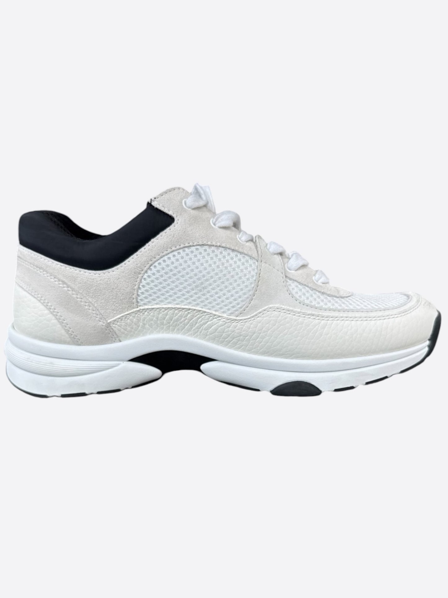 Chanel Beige & Black CC Logo Sneakers