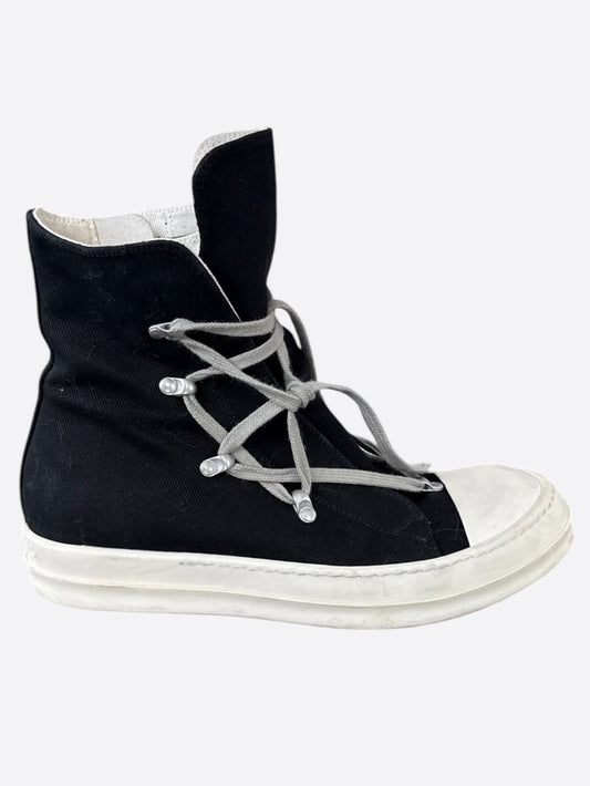 Rick Owens Black & White Hexagram High Top Sneakers