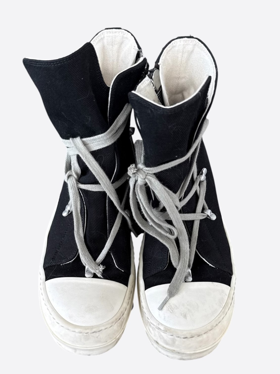 Rick Owens Black & White Hexagram High Top Sneakers