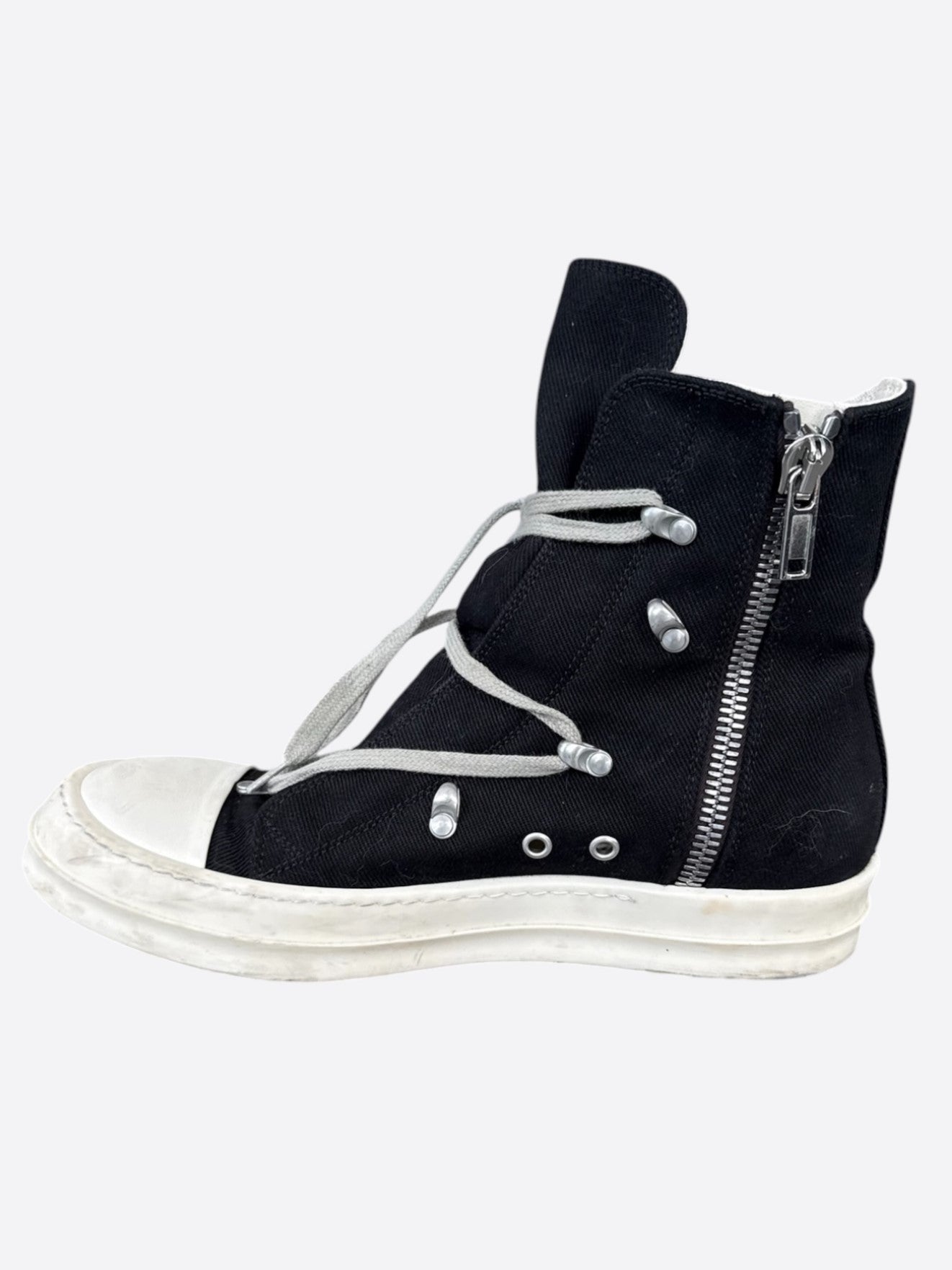 Rick Owens Black & White Hexagram High Top Sneakers