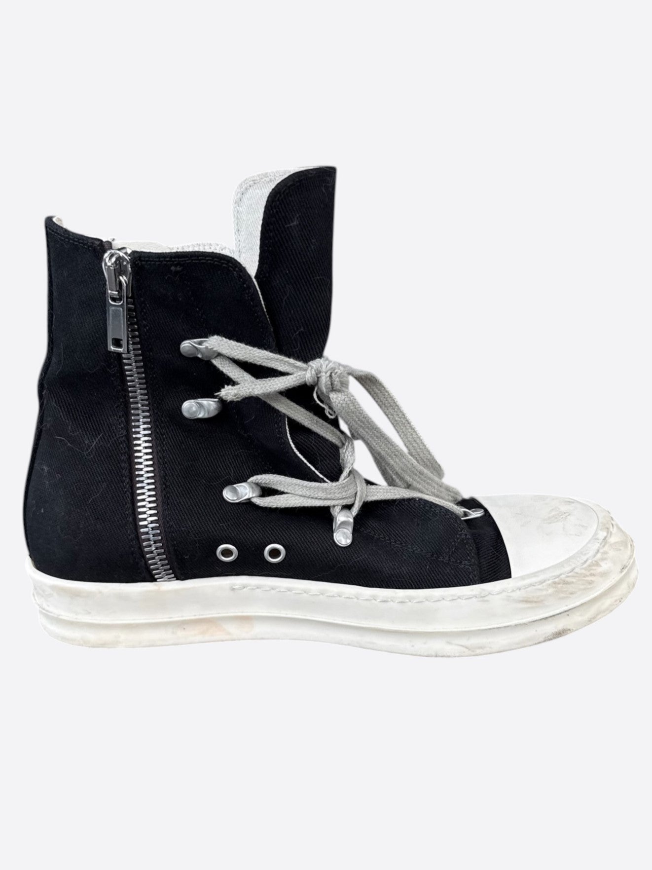 Rick Owens Black & White Hexagram High Top Sneakers