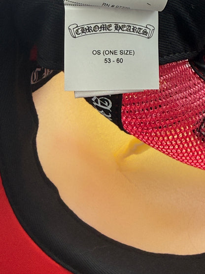 Chrome Hearts Red & White Triple Cross Trucker Hat