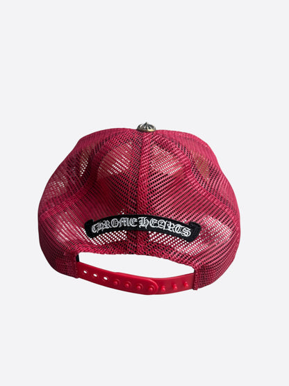 Chrome Hearts Red & White Triple Cross Trucker Hat