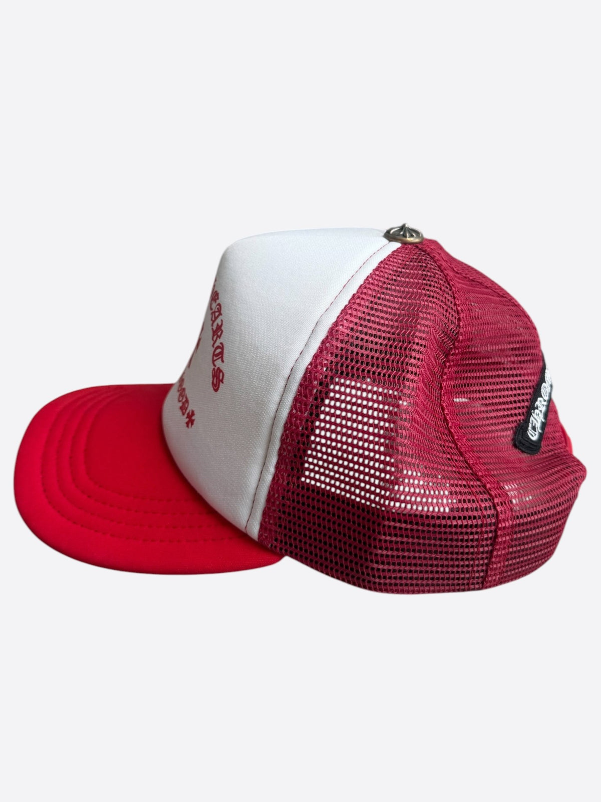 Chrome Hearts Red & White Triple Cross Trucker Hat