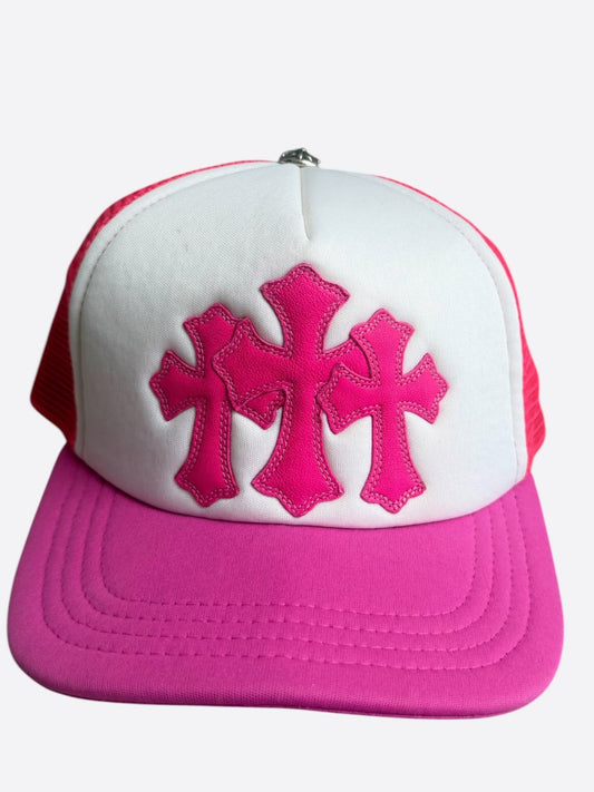 Chrome Hearts Pink Cemetery Cross Patch Trucker Hat
