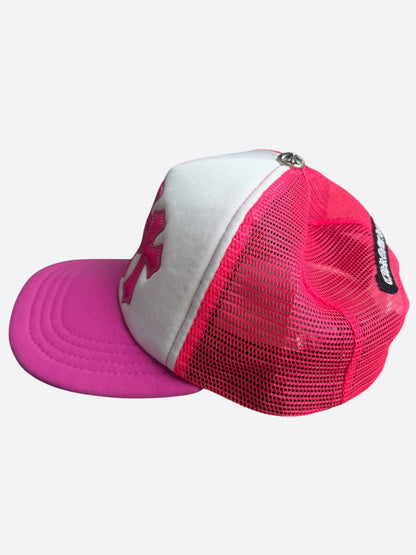 Chrome Hearts Pink Cemetery Cross Patch Trucker Hat