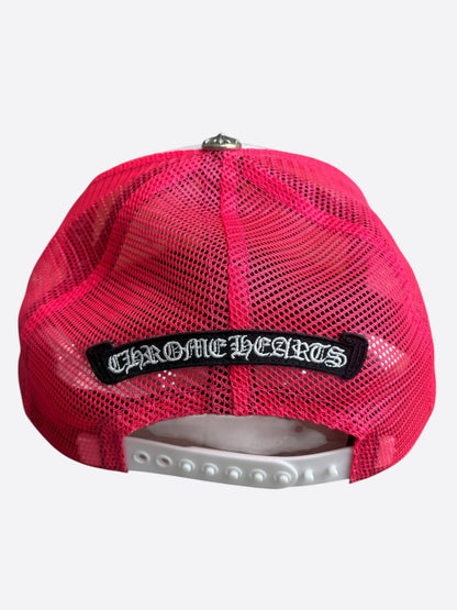 Chrome Hearts Pink Cemetery Cross Patch Trucker Hat