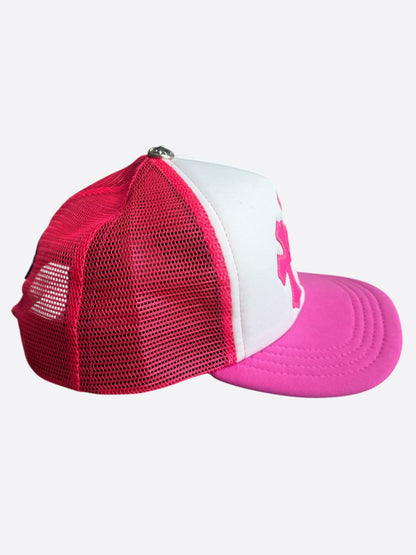 Chrome Hearts Pink Cemetery Cross Patch Trucker Hat