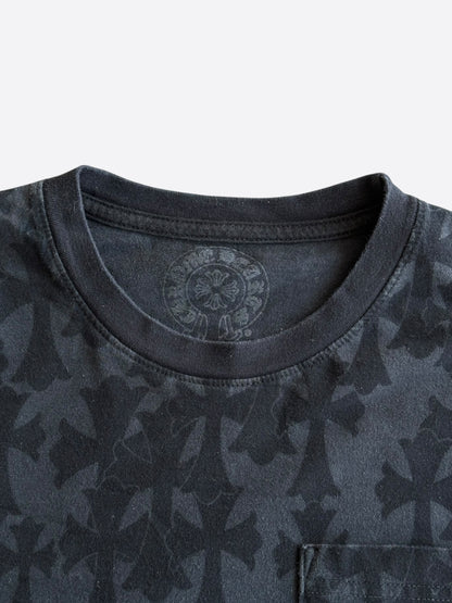 Chrome Hearts Black & White Cemetery Jacquard Horseshoe Logo Longsleeve T-Shirt