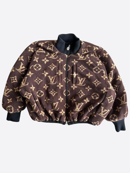 Louis Vuitton Brown Monogram Reversible Fleece Women's Bomber Jacket