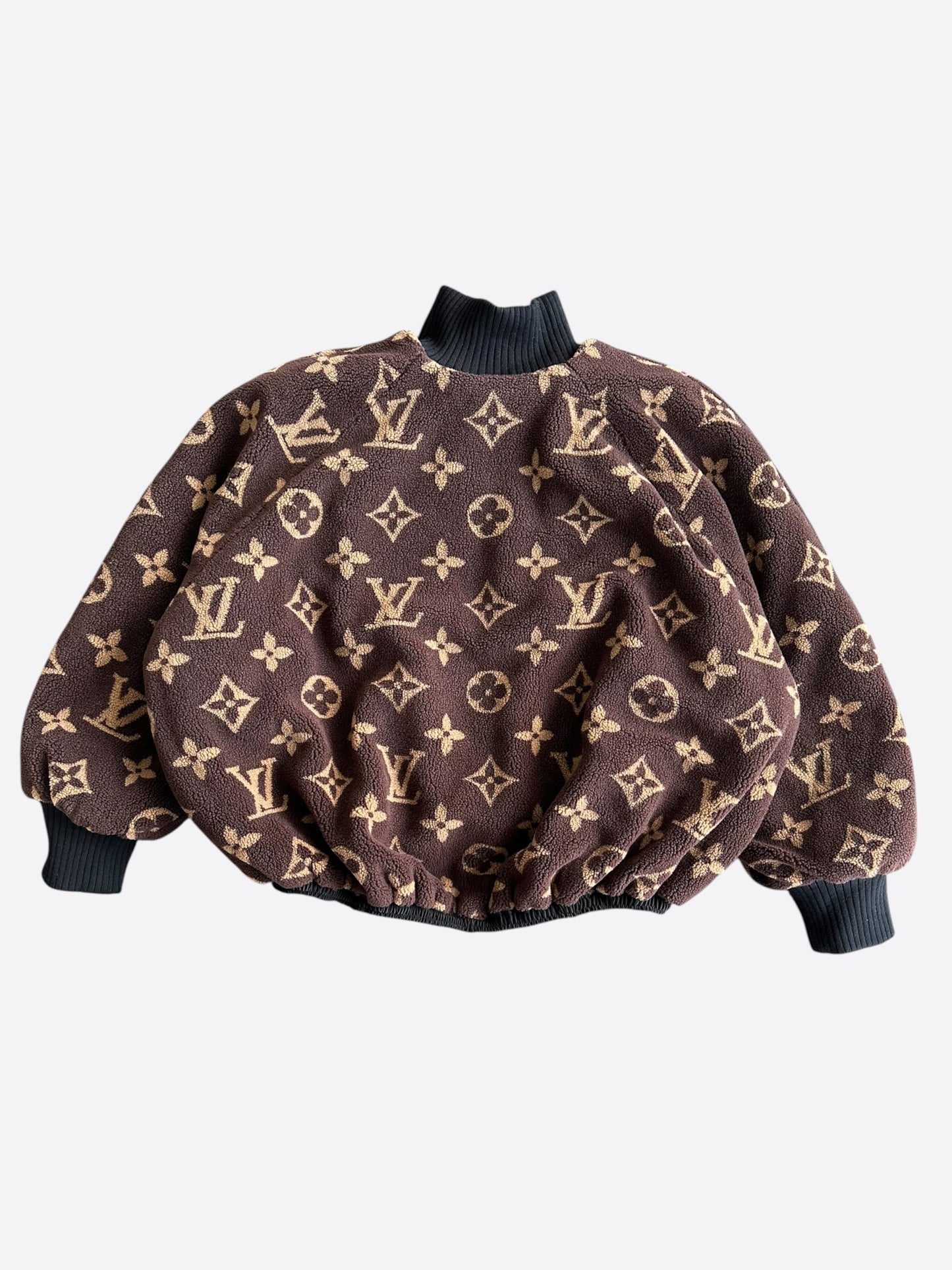 Louis Vuitton Brown Monogram Reversible Fleece Women's Bomber Jacket