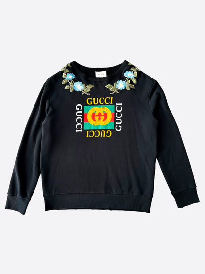 Gucci Black Bootleg Logo Embroidered Sweater