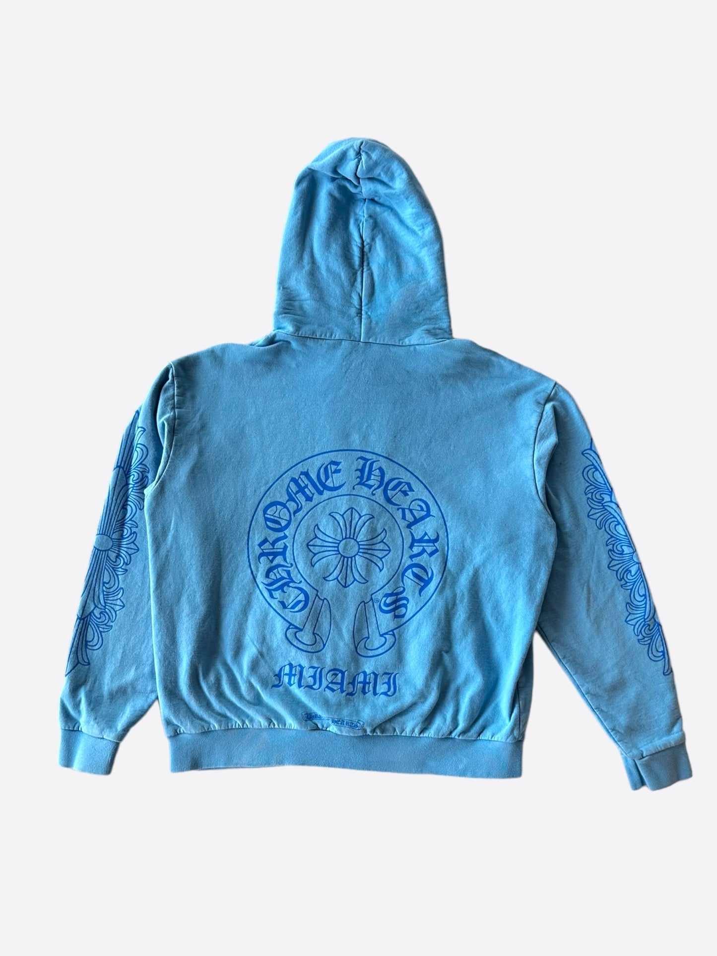 Chrome Hearts Blue Miami Horseshoe Logo Hoodie